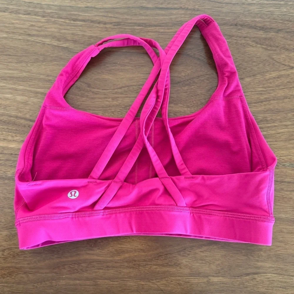 LULULEMON Energy Bra Size 6 Calypso Pink Medium Support B/C VEUC